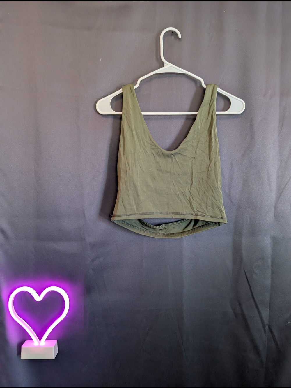 aerie Olive Scoop-Back Crop Tank Back Cut Out Green Thick Strap Loungewear
